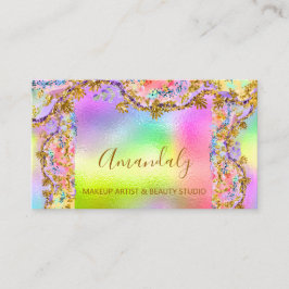 Tarjeta De Visita Purpurina Gold Event Planner Fashion Holographic B