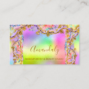 Tarjeta De Visita Purpurina Gold Event Planner Fashion Holographic B