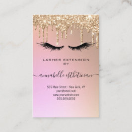 Tarjeta De Visita Purpurina Gold Eyelash Extension Client Record Bus