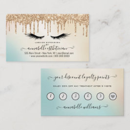 Tarjeta De Visita Purpurina Gold Eyelash Extension Leyalty Business