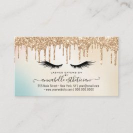 Tarjeta De Visita Purpurina Gold Eyelash Extension Leyalty Business