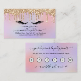 Tarjeta De Visita Purpurina Gold Eyelash Extension Leyalty Business