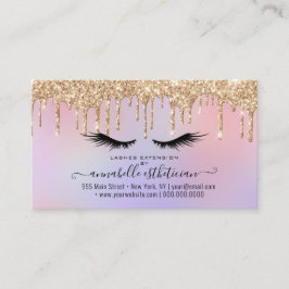 Tarjeta De Visita Purpurina Gold Eyelash Extension Leyalty Business