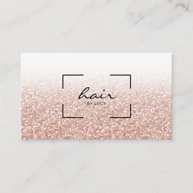 Tarjeta De Visita Purpurina Gold Pink Peach Salon (Anverso)