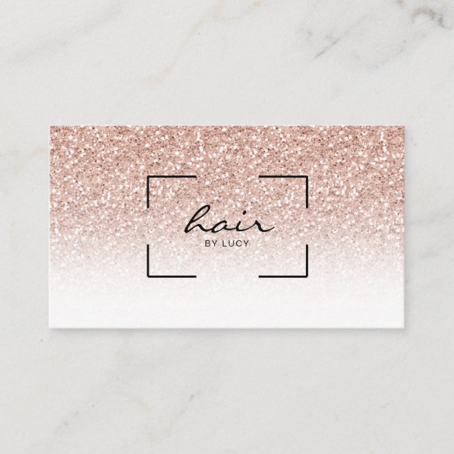 Tarjeta De Visita Purpurina Gold Pink Peach Salon (Anverso)