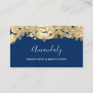 Tarjeta De Visita Purpurina Gold Planner Stylist Blue Navy 