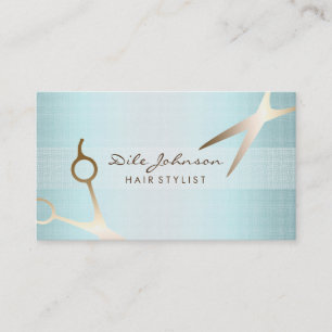 Tarjeta De Visita Purpurina Gold Saloon Linen Mar Azul