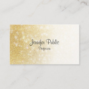 Tarjeta De Visita Purpurina Gold Script manuscrito elegante moderno