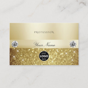 Tarjeta De Visita Purpurina Gold Sparkling de lujo con logotipo mode