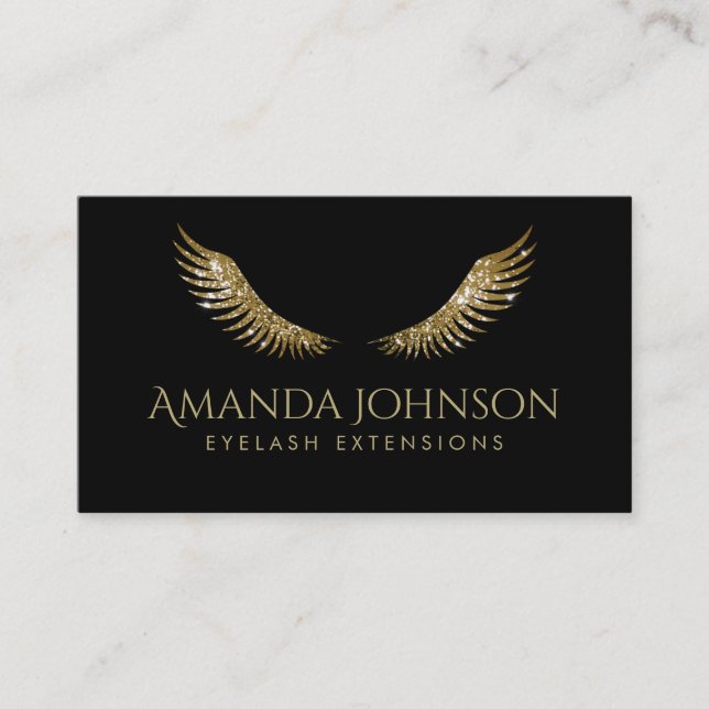 Tarjeta De Visita Purpurina golpea las alas blancas de oro simple ta (Anverso)