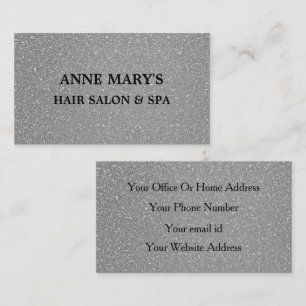 Tarjeta De Visita Purpurina gris plateado Black Hair Salon Spa moder