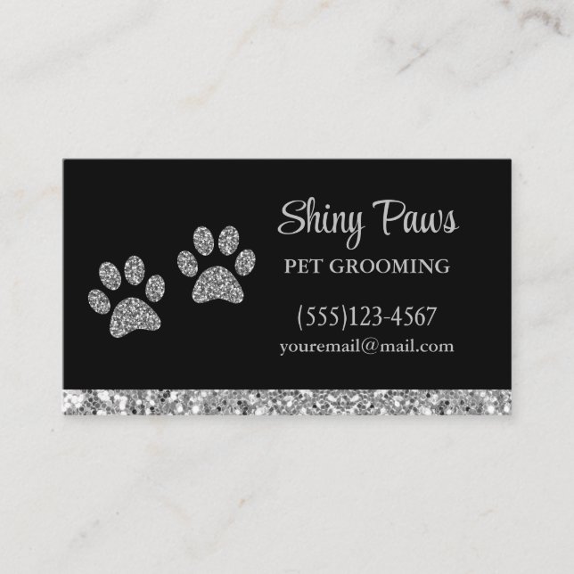 Tarjeta De Visita Purpurina Grooming Mascota de perro de impresión G (Anverso)