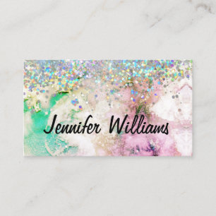 Tarjeta De Visita Purpurina holográfico acuarela elegante mármol