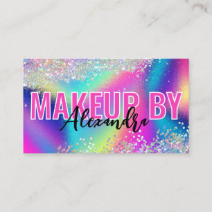 Tarjeta De Visita Purpurina holográfico artista maquillador vibrante
