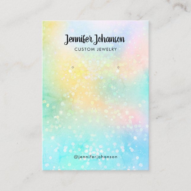 Tarjeta De Visita Purpurina holográfico auriculares pendientes de po (Anverso)