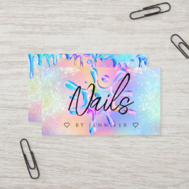 Tarjeta De Visita Purpurina holográfico de las uñas de las gotas pol