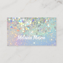 Tarjeta De Visita Purpurina holográfico de maquillaje Código QR Azul