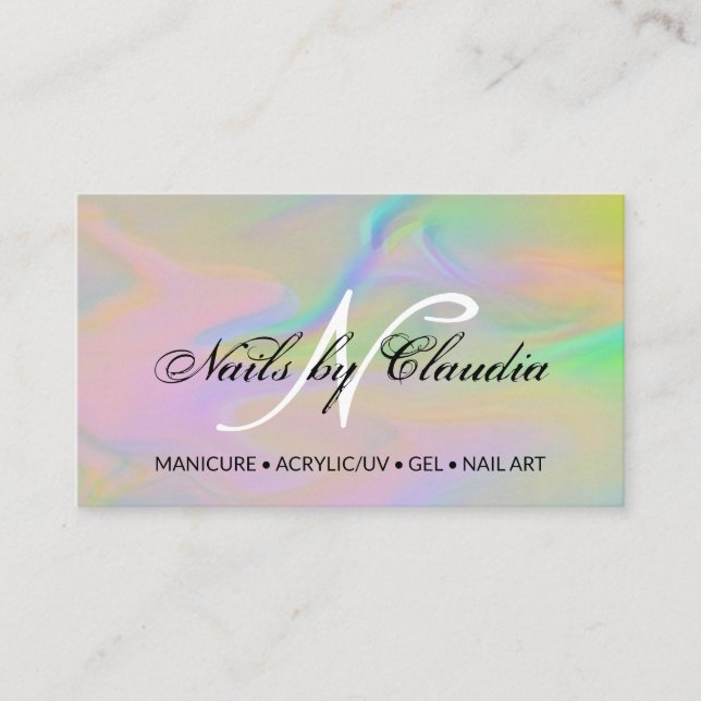 Tarjeta De Visita Purpurina holográfico elegante de clase empresaria (Anverso)