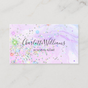 Tarjeta De Visita Purpurina holográfico elegante de tinta de tinta d