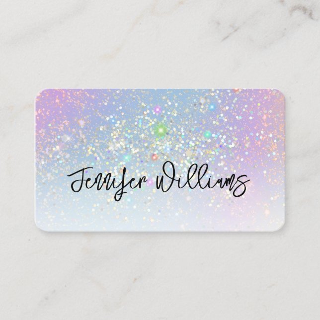 Tarjeta De Visita Purpurina Holográfico Elegante Esparkles Beauty Gl (Anverso)