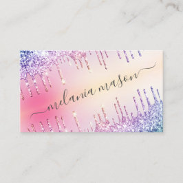 Tarjeta De Visita Purpurina holográfico maquilla salón de artistas r