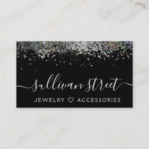 Tarjeta De Visita Purpurina holográfico metálico Jewelry Boutique