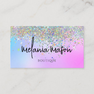 Tarjeta De Visita Purpurina holográfico moderno Purple Boutique