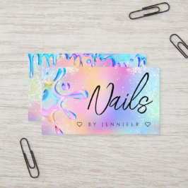Tarjeta De Visita Purpurina holográfico Nails polacos Splash QR Códi