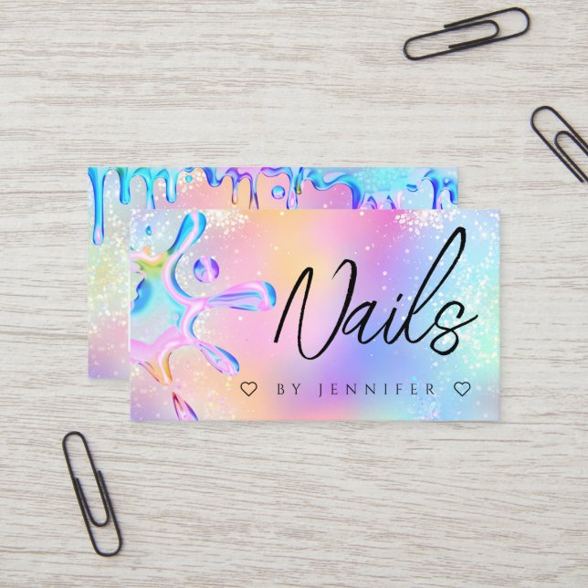 Tarjeta De Visita Purpurina holográfico Nails polacos Splash QR Códi (Anverso/Reverso In Situ)