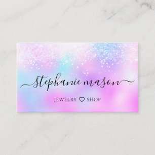 Tarjeta De Visita Purpurina holográfico Pastel Girly Iridescendiente