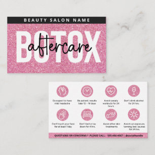 Tarjeta De Visita Purpurina Instrucción de relleno de botox rosado 