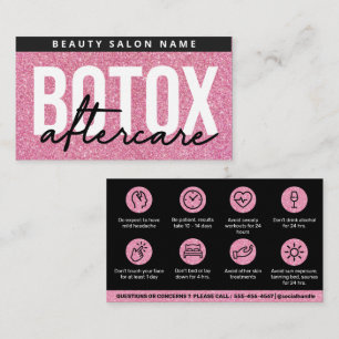 Tarjeta De Visita Purpurina Instrucción de relleno de botox rosado 