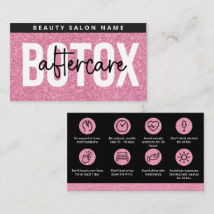 Tarjeta De Visita Purpurina Instrucción de relleno de botox rosado 