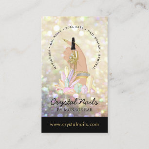 Tarjeta De Visita Purpurina irlandés Nail Technician Salon Crystals