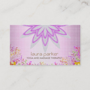Tarjeta De Visita Purpurina Logotipo de flores Lotus Salud de la cur