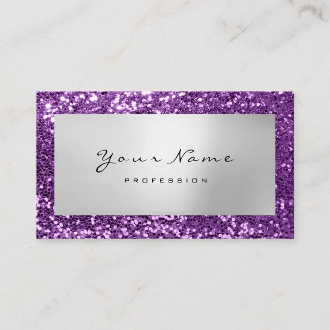 Tarjeta De Visita Purpurina maquillador Blogger de moda Violet (Anverso)