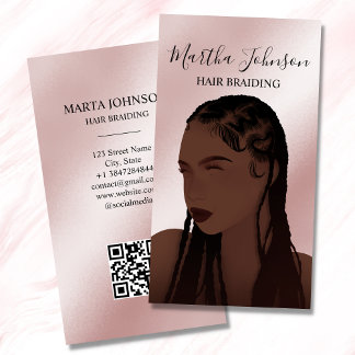 Tarjeta De Visita Purpurina Moda trenzas afroamericanas trenzas códi