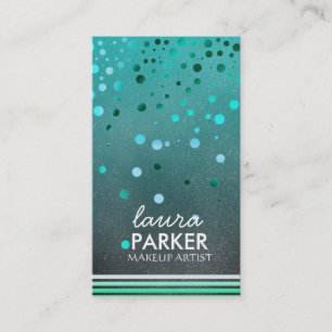 Tarjeta De Visita Purpurina moderno Bokeh Makeup Artist Green