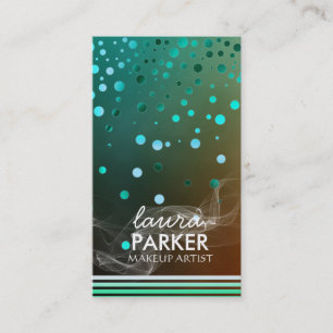 Tarjeta De Visita Purpurina moderno Bokeh Makeup Artist Green