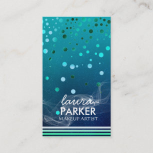 Tarjeta De Visita Purpurina moderno Bokeh Makeup Artist Green