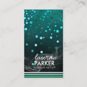 Tarjeta De Visita Purpurina moderno Bokeh Makeup Artist Green