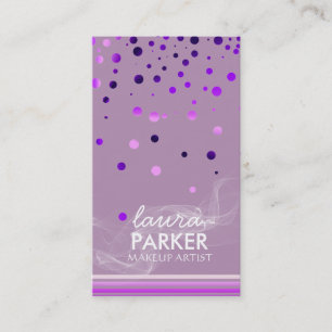 Tarjeta De Visita Purpurina moderno Bokeh Makeup Artista Purple