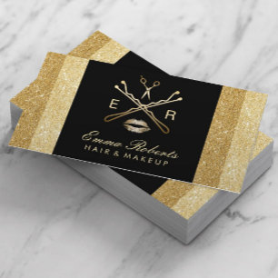 Tarjeta De Visita Purpurina moderno de oro moderno con estilo artist