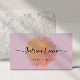 Tarjeta De Visita Purpurina moderno Holográfico Elegante guión rosa