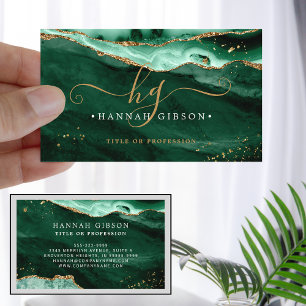 Tarjeta De Visita Purpurina Monograma Faux Gold