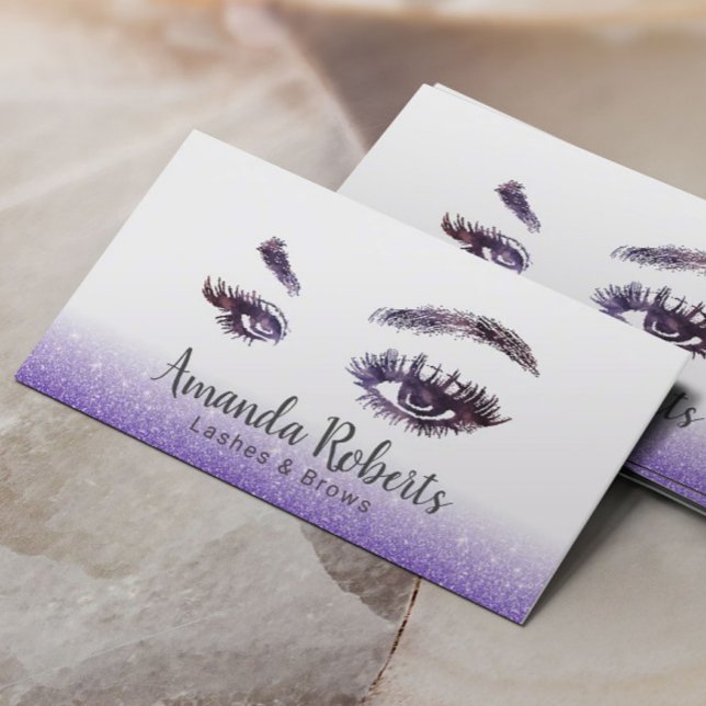 Tarjeta De Visita Purpurina morado de artista de maquillaje de latig (Subido por el creador)