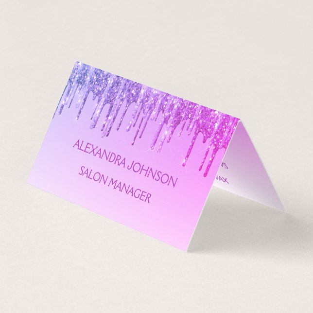 Tarjeta De Visita Purpurina morado de lujo y espárragos (Anverso)