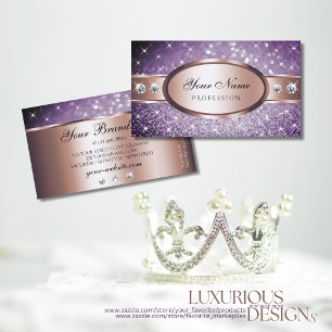Tarjeta De Visita Purpurina morado de oro Rosa estriba diamantes