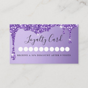 Tarjeta De Visita Purpurina morado moderno Drop Salon & Spa Lealtad