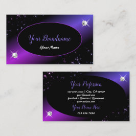 Tarjeta De Visita Purpurina morado rosado negro estrena joyas glamor